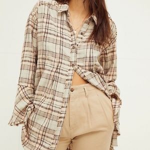 Free People Mary Anne Plaid Buttondown XS